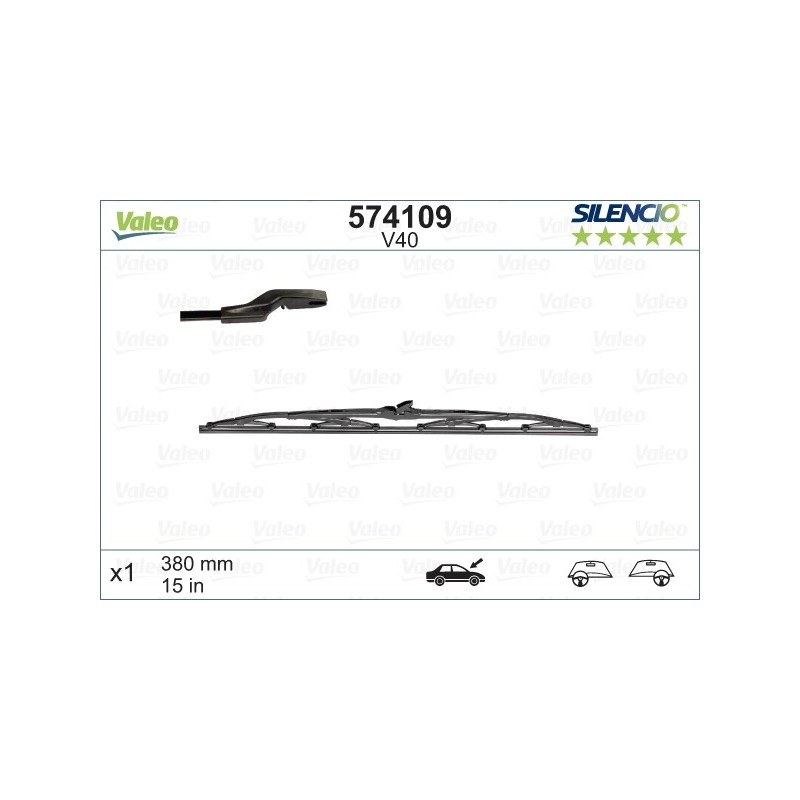 VALEO V40 380MM X1 SILENCIO CONVENCIONAL - 574109 - AUDI A6 (4B,C5) Avant Break 04/97-09/01