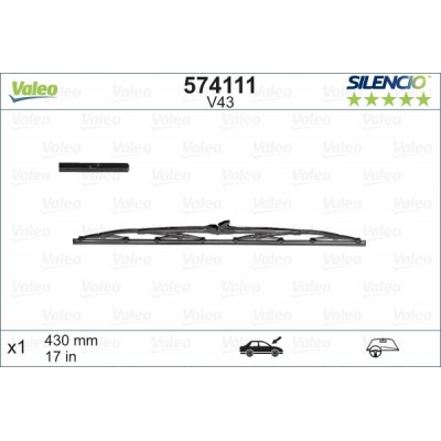 VALEO V43 430MM X1 SILENCIO CONVENCIONAL - 574111 - HONDA City 11/82-10/86