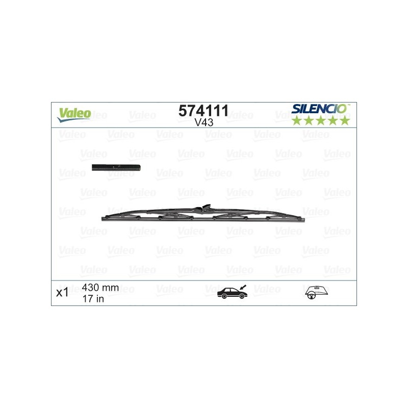 VALEO V43 430MM X1 SILENCIO CONVENCIONAL - 574111 - MAZDA 323 (BD) (fitting sidelock) 1981-07/85