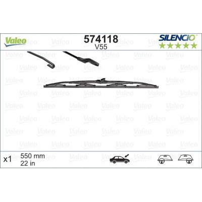 VALEO V55 550MM X1 SILENCIO CONVENCIONAL - 574118 - AUDI 100 (4A,C4) 12/90-07/94