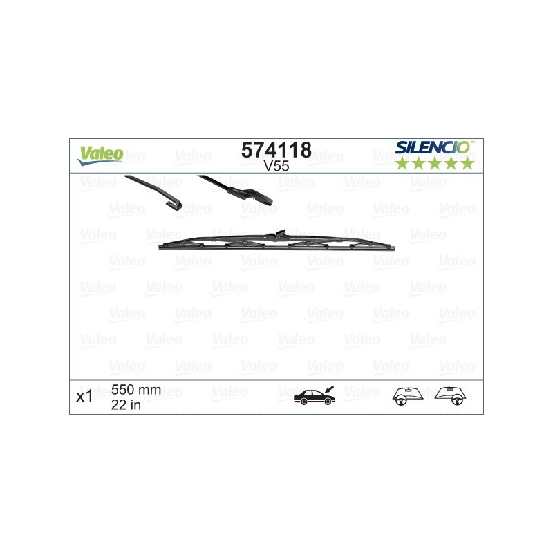 VALEO V55 550MM X1 SILENCIO CONVENCIONAL - 574118 - MINAUTO Eco / City / GT Monoblade 2016-