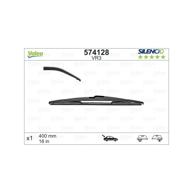 VALEO VR3 400MM X1 SILENCIO CONVENCIONAL - 574128 - OPEL Combo (Hatchback) 09/05-10/11