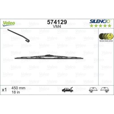 VALEO VM4 450MM X1 SILENCIO CONVENCIONAL - 574129 - CHRYSLER Neon 06/94-10/99