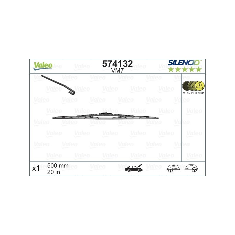 VALEO VM7 500MM X1 SILENCIO CONVENCIONAL - 574132 - OPEL Insignia B Sports Tourer Break 05/17-