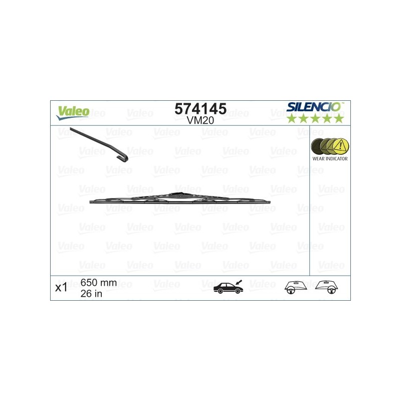 VALEO VM20 650MM X1 SILENCIO CONVENCIONAL - 574145 - HONDA Accord 8 Tourer Break 04/03-03/06