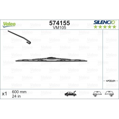 VALEO VM105 600MM X1 SILENCIO CONVENCIONAL - 574155 - BMW 5-Series (E34) 4 Doors 01/88-10/95