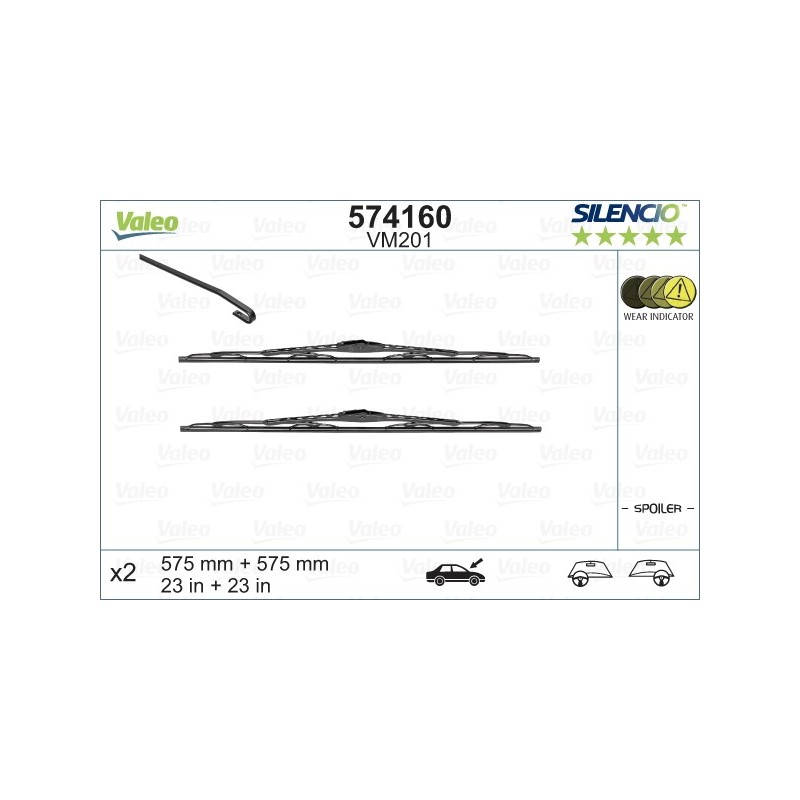 VALEO VM201 575-575MM X2 SILENCIO CONVENCIONAL - 574160 - SAAB 9.5 09/97-08/07