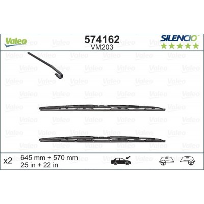 VALEO VM203 645-570MM X2 SILENCIO CONVENCIONAL - 574162 - BMW 5-Series (E39) Touring Break 03/97-03/04