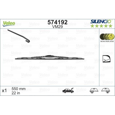 VALEO VM29 550MM X1 SILENCIO CONVENCIONAL - 574192 - AUDI A6 (4A,4B,C4,C5) 4 Doors 01/95-05/01