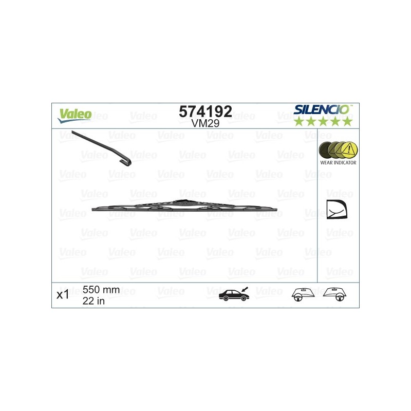 VALEO VM29 550MM X1 SILENCIO CONVENCIONAL - 574192 - AUDI A6 (4A,4B,C4,C5) 4 Doors 01/95-05/01