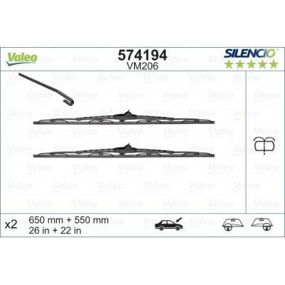 VALEO VM206 650-550MM X2 SILENCIO CONVENCIONAL - 574194 - MERCEDES V-Class -638 09/96-11/98