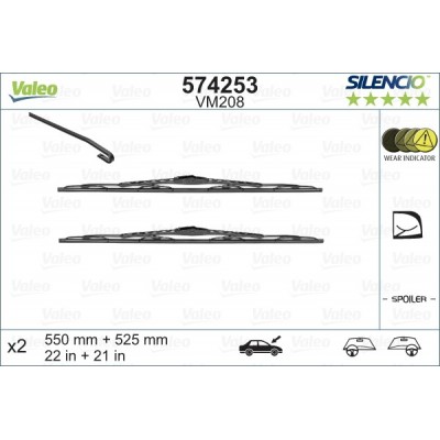 VALEO VM208 550-525MM X2 SILENCIO CONVENCIONAL - 574253 - ALFA ROMEO Alfa 156 4 Doors 09/97-02/06