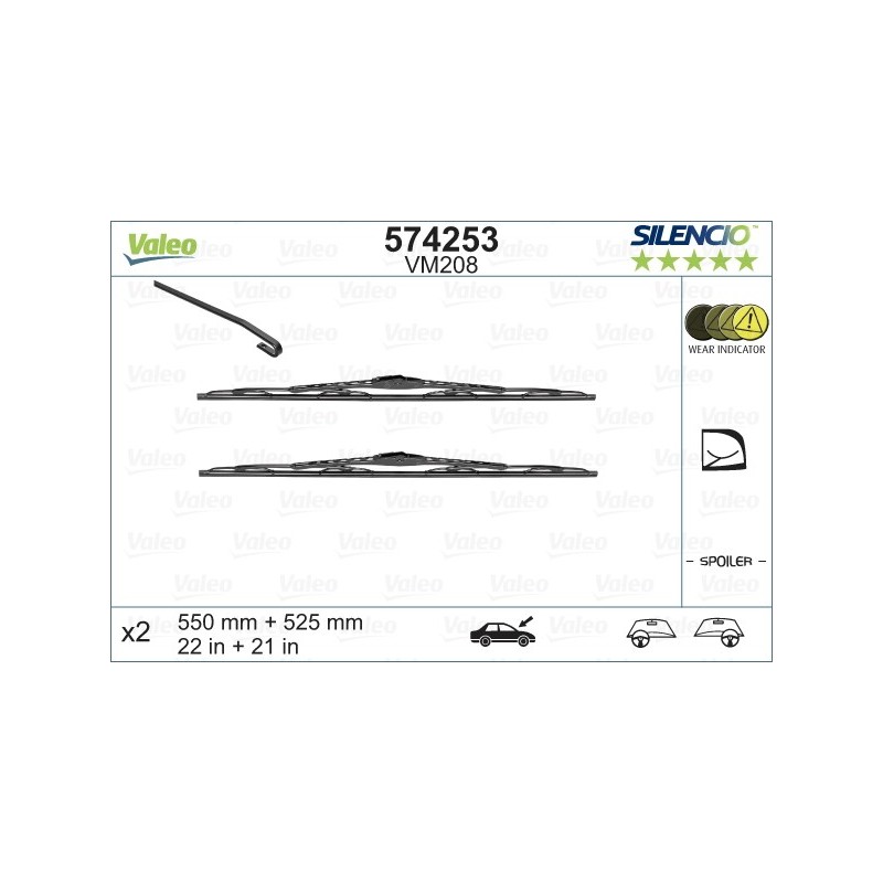 VALEO VM208 550-525MM X2 SILENCIO CONVENCIONAL - 574253 - ALFA ROMEO Alfa 156 Sport Wagon / Q4 Break 06/00-02/06