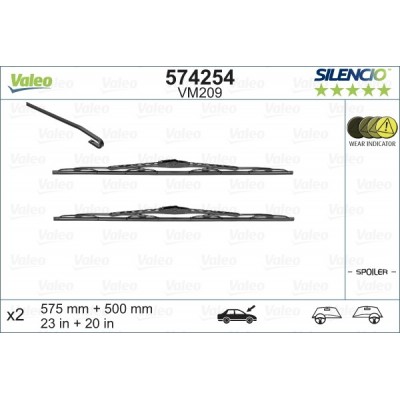 VALEO VM209 575-500MM X2 SILENCIO CONVENCIONAL - 574254 - BMW 3-Series (E46) 4 Doors 05/98-02/05