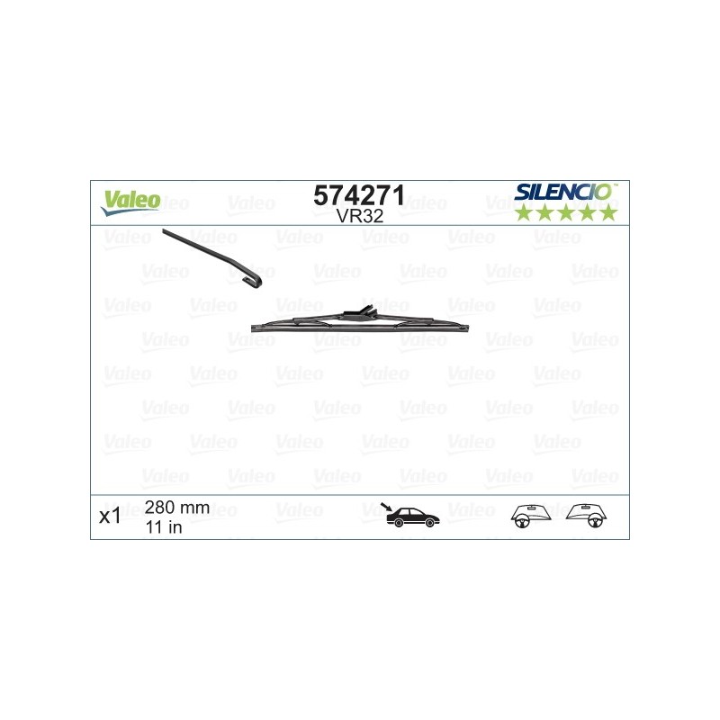 VALEO VR32 280MM X1 SILENCIO CONVENCIONAL - 574271 - SEAT Altea XL / Freetrack 10/06-12/15