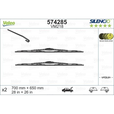 VALEO VM218 700-650MM X2 SILENCIO CONVENCIONAL - 574285 - PEUGEOT 307 SW Break 04/02-09/04