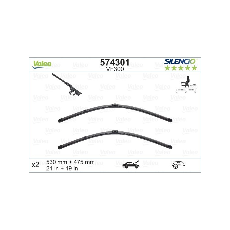 VALEO VF300 530-475MM X2 SILENCIO PLANA - 574301 - MAZDA Mazda 3 4 Doors 04/05-03/09