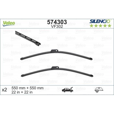 VALEO VF302 550-550MM X2 SILENCIO PLANA - 574303 - AUDI A4 (8EC,B7) 4 Doors 11/03-12/07