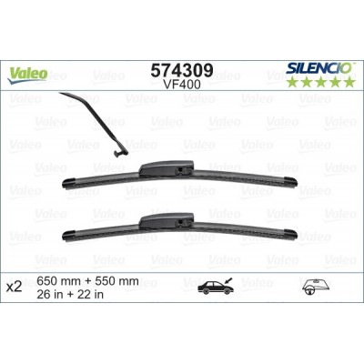 VALEO VF400 650-550MM X2 SILENCIO PLANA - 574309 - RENAULT ScÃ©nic 2 05/03-12/04