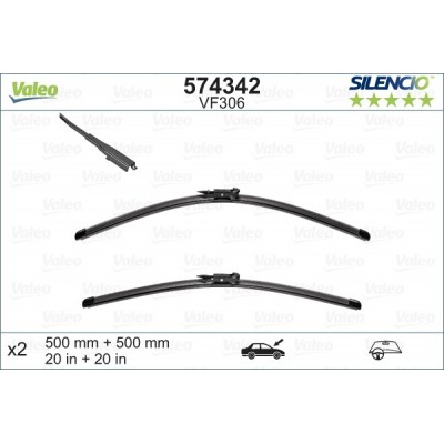 VALEO VF306 500-500MM X2 SILENCIO PLANA - 574342 - BMW 1-Series (E81) 3 Doors 03/07-12/11