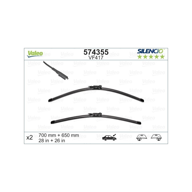 VALEO VF417 700-650MM X2 SILENCIO PLANA - 574355 - MERCEDES Vito (Hatchback) (fitting Gen2B) 11/05-05/14