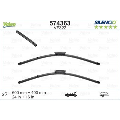 VALEO VF322 600-400MM X2 SILENCIO PLANA - 574363 - CITROEN C3 Picasso (fitting baionnet) 05/10-10/17