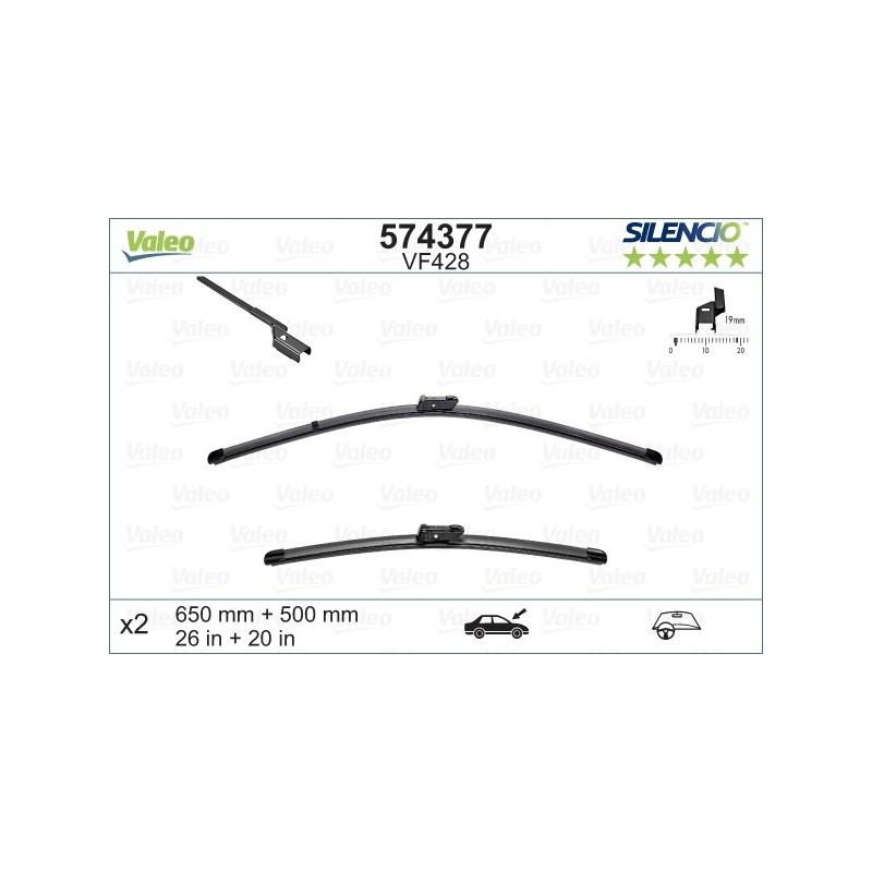 VALEO VF428 650-500MM X2 SILENCIO PLANA - 574377 - LEXUS RX 350 / 450H (fitting TopLock) 01/16-