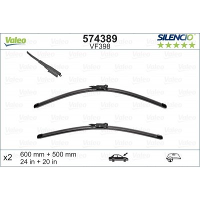 VALEO VF398 600-500MM X2 SILENCIO PLANA - 574389 - LAND ROVER Freelander 2 12/06-