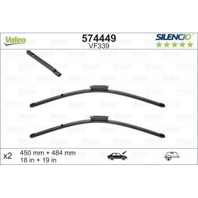 VALEO VF339 450-484MM X2 SILENCIO PLANA - 574449 - MINI One / Cooper / Cooper S (R56) 3 Doors (fitting Gen2D) 05/12-02/14