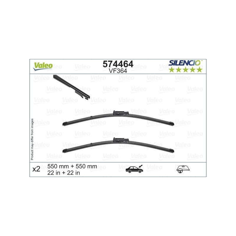 VALEO VF364 550-550MM X2 SILENCIO PLANA - 574464 - AUDI A6 (4F2,C6) 4 Doors 05/04-03/11