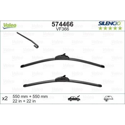 VALEO VF366 550-550MM X2 SILENCIO PLANA - 574466 - LAND ROVER Range Rover Sport 1 05/05-08/13