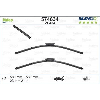 VALEO VF434 580-530MM X2 SILENCIO PLANA - 574634 - MERCEDES Citan -415 Combi (Hatchback) (fitting Gen2D) 10/12-