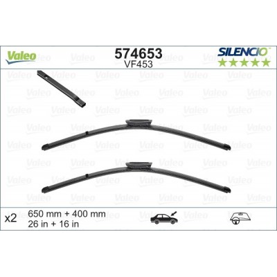 VALEO VF453 650-400MM X2 SILENCIO PLANA - 574653 - CITROEN C3 5 Doors (WithoutPicasso) 11/09-10/16