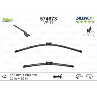 VALEO VF473 650-650MM X2 SILENCIO PLANA - 574673 - CHEVROLET Volt 01/11-