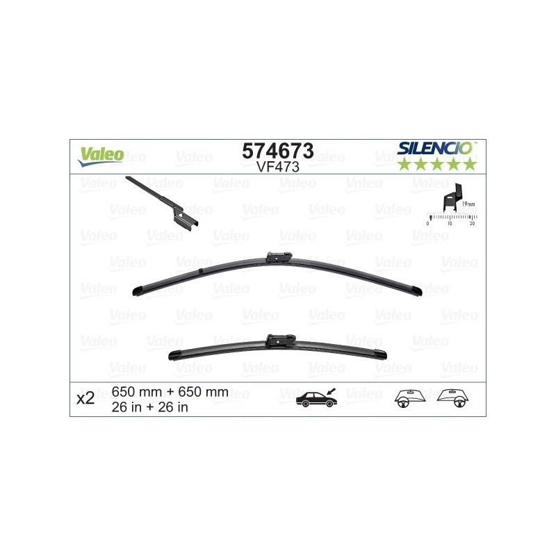 VALEO VF473 650-650MM X2 SILENCIO PLANA - 574673 - CHEVROLET Volt 01/11-