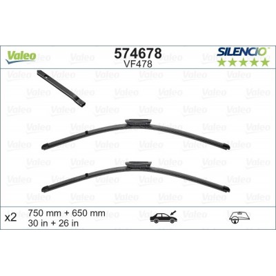 VALEO VF478 750-650MM X2 SILENCIO PLANA - 574678 - RENAULT ScÃ©nic 3 04/09-09/16