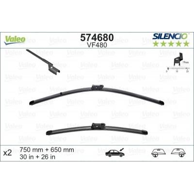 VALEO VF480 750-650MM X2 SILENCIO PLANA - 574680 - CITROEN DS4 05/11-