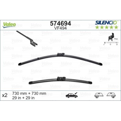 VALEO VF494 730-730MM X2 SILENCIO PLANA - 574694 - FORD Focus 3 4 Doors 04/11-