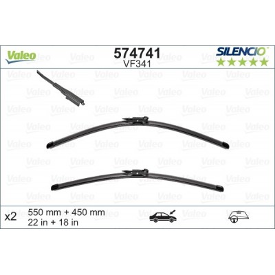 VALEO VF341 550-450MM X2 SILENCIO PLANA - 574741 - BMW 1-Series (F20) 5 Doors 09/11-