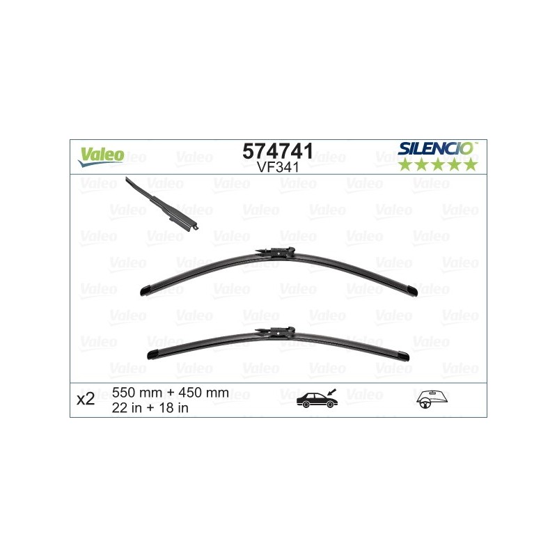 VALEO VF341 550-450MM X2 SILENCIO PLANA - 574741 - BMW 1-Series (F20) 5 Doors 09/11-