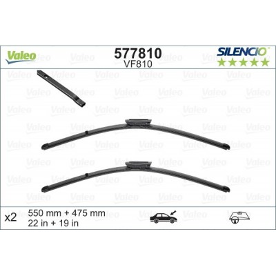 VALEO VF810 550-475MM X2 SILENCIO PLANA - 577810 - RENAULT Symbol 3 4 Doors (fitting Gen2D) 03/15-