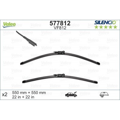 VALEO VF812 550-550MM X2 SILENCIO PLANA - 577812 - CADILLAC Escalade / ESV / EXT (fitting Gen2B) 02/06-10/10