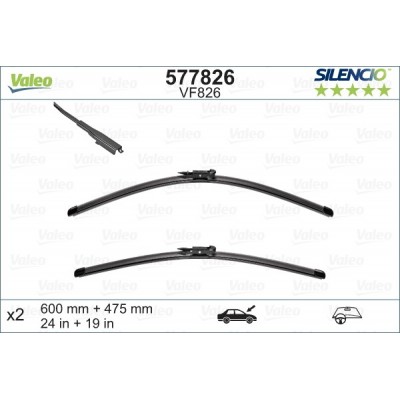 VALEO VF826 600-475MM X2 SILENCIO PLANA - 577826 - AUDI A3 (8P7) Cabriolet 04/08-01/14