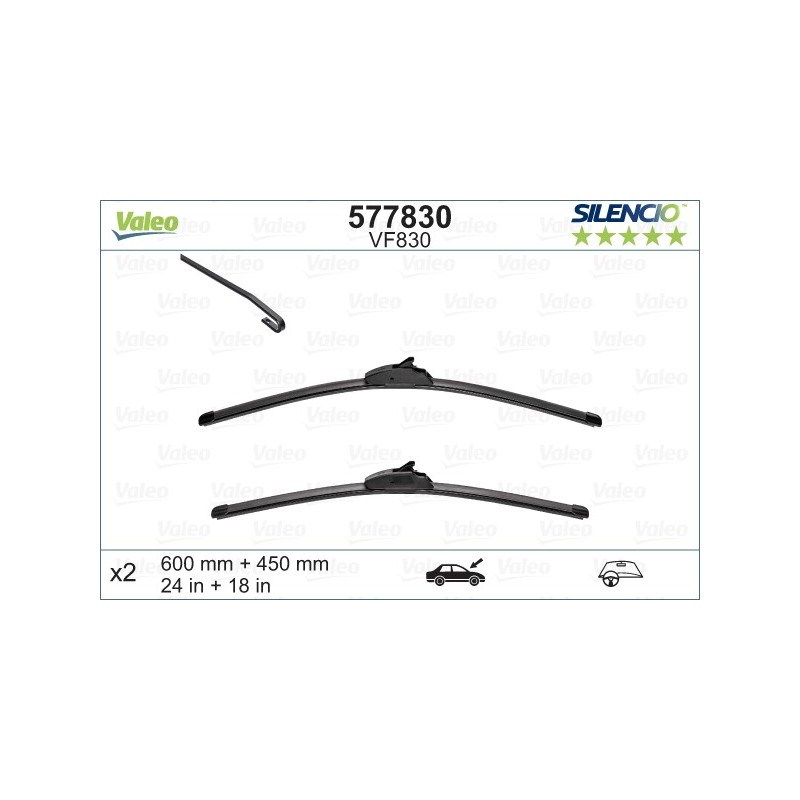 VALEO VF830 600-450MM X2 SILENCIO PLANA - 577830 - MAZDA Mazda 3 4 Doors 04/09-11/13