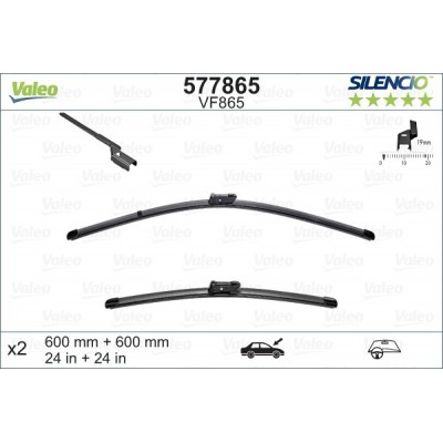 VALEO VF865 600-600MM X2 SILENCIO PLANA - 577865 - MERCEDES CLS-Class -218 Shooting Brake Break (fitting TopLock) 04/14-