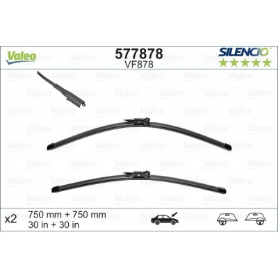 VALEO VF878 750-750MM X2 SILENCIO PLANA - 577878 - FORD Tourneo Connect (Hatchback) 12/13-