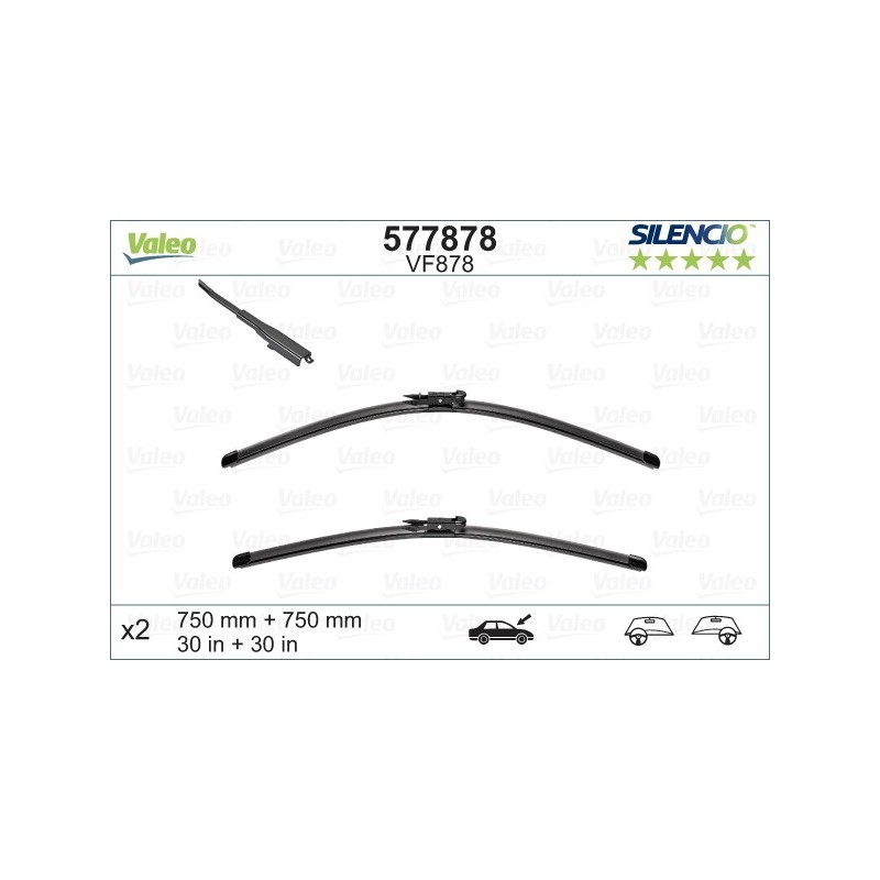 VALEO VF878 750-750MM X2 SILENCIO PLANA - 577878 - FORD Tourneo Connect (Hatchback) 12/13-