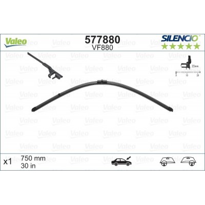 VALEO VF880 750MM X1 SILENCIO PLANA - 577880 - AUDI A2 (8Z0) Monoblade 07/01-08/05