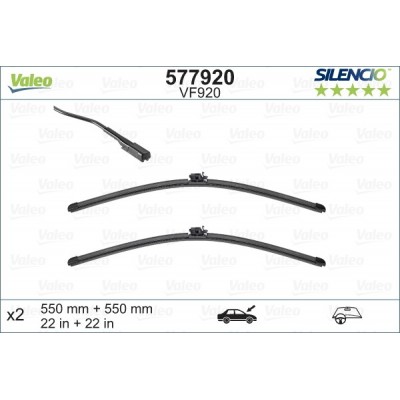 VALEO VF920 550-550MM X2 SILENCIO PLANA - 577920 - MERCEDES C-Class -205 CoupÃ© (fitting TL MB adaptor) 11/15-