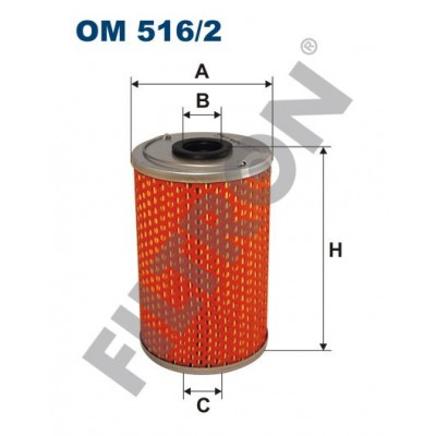 Filtro de Aceite Filtron OM516/2 Evobus (Mercedes Bus/Setra) O 609, Mercedes 11T, 13T, 14T, 15T, 17T, 24T, 6T, 7T, 8T, 9T